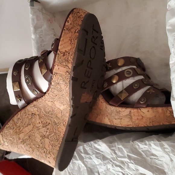 Report Kiana Brown Leather Wedges size 9 - Picture 5 of 6